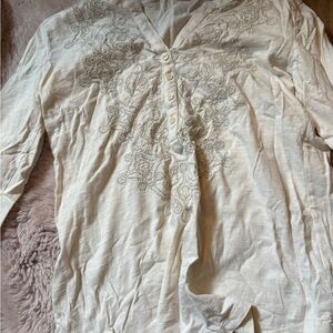 Style & Co. Cream Embroidered Top